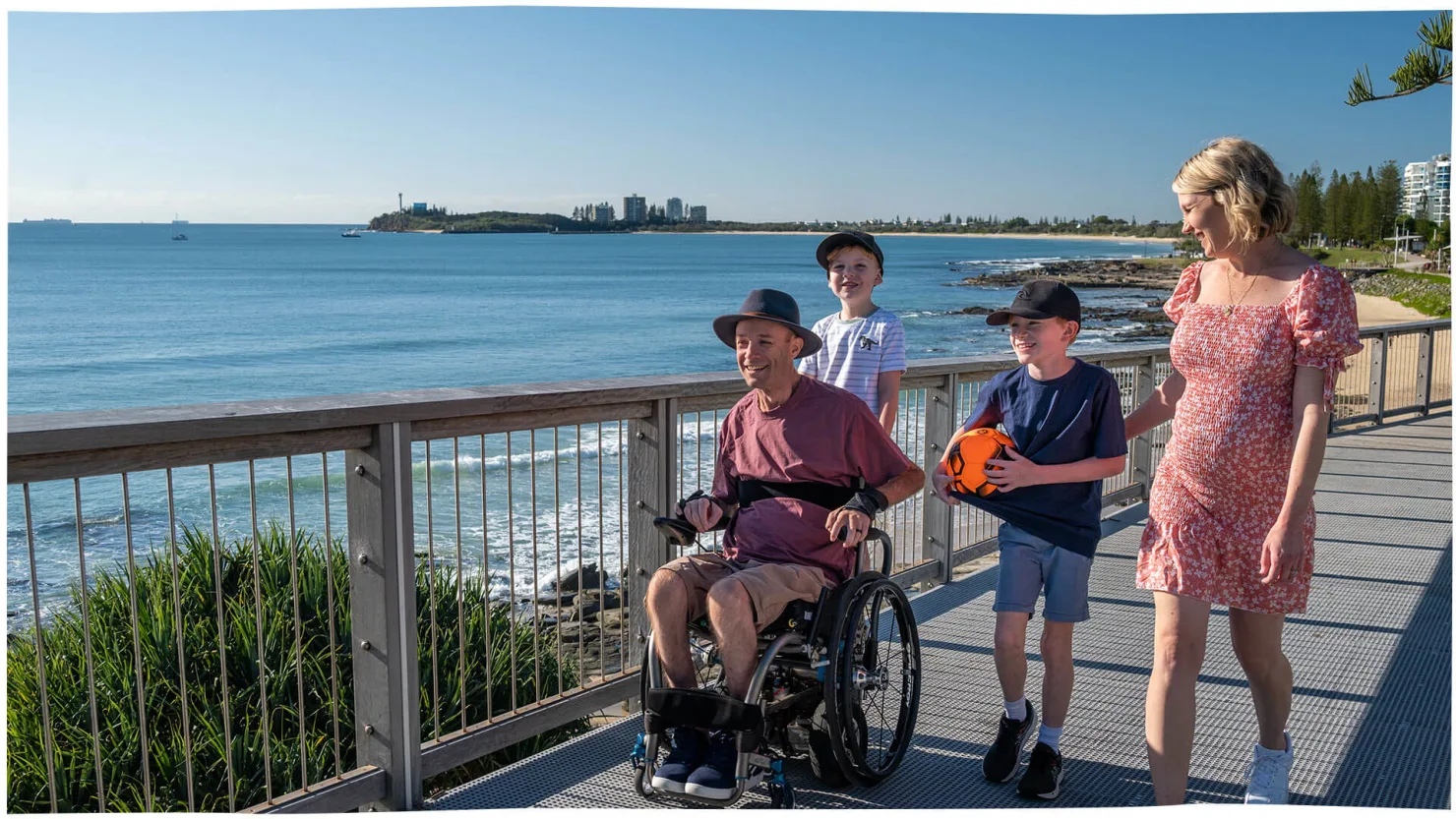 Family on Mooloolaba Boardwalk