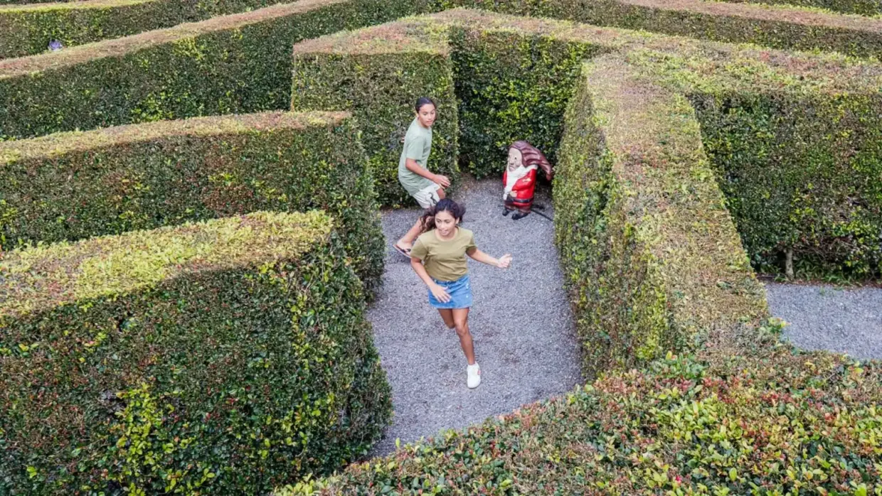 Exploring the maze at Amaze World, Tanawha