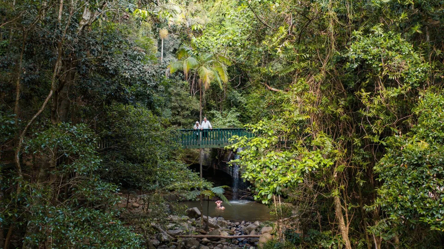 Enjoying the Buderim Forest Waterfalls (Serenity Falls), Buderim