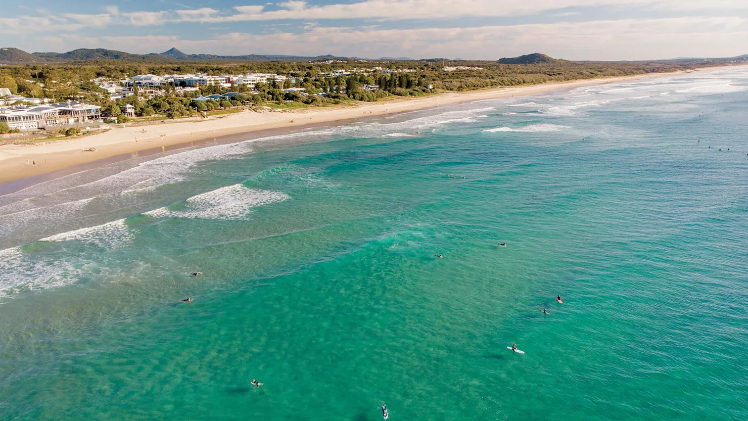 Surfing at Coolum