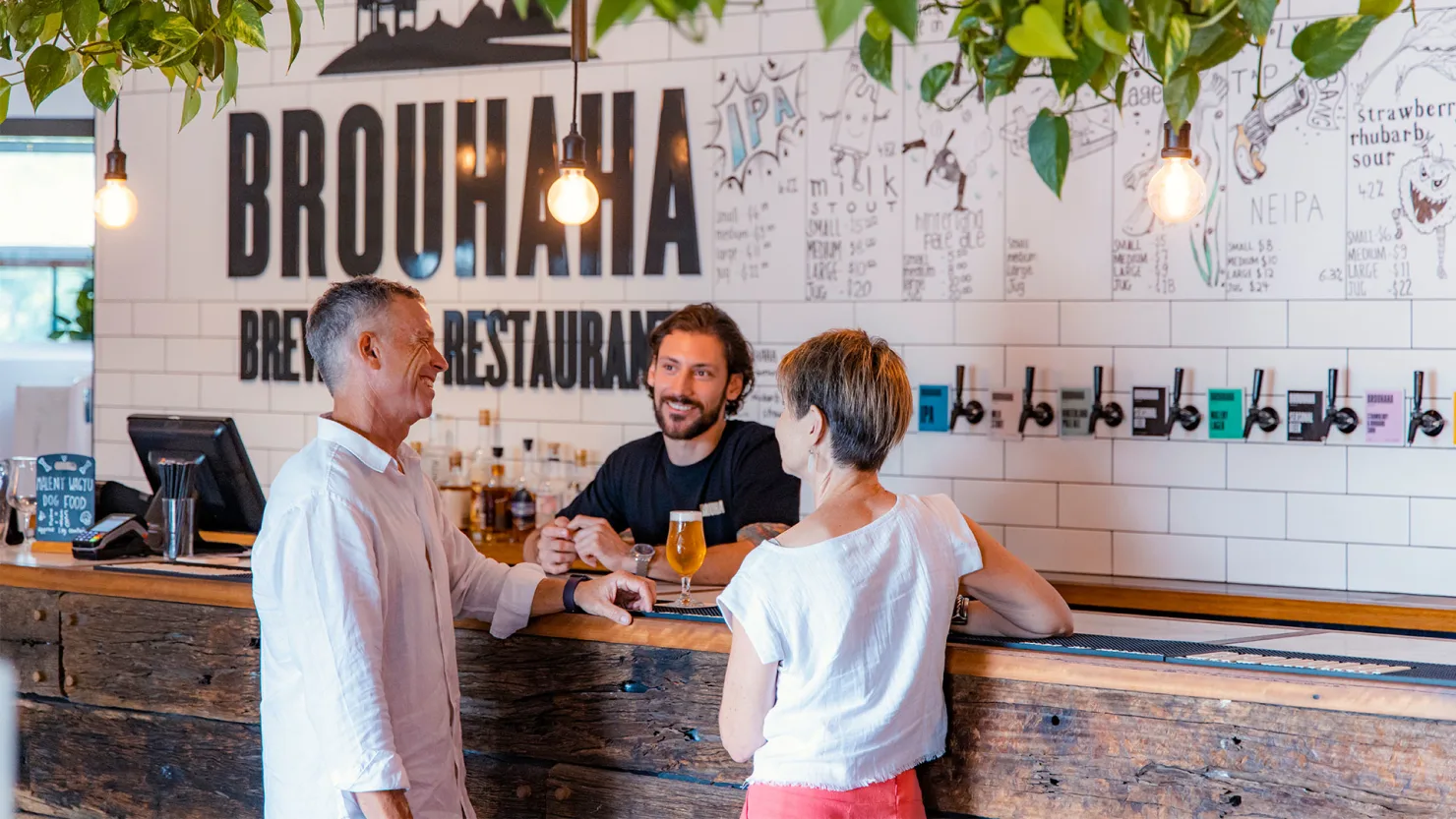 Tasting at Brouhaha Brewery, Maleny