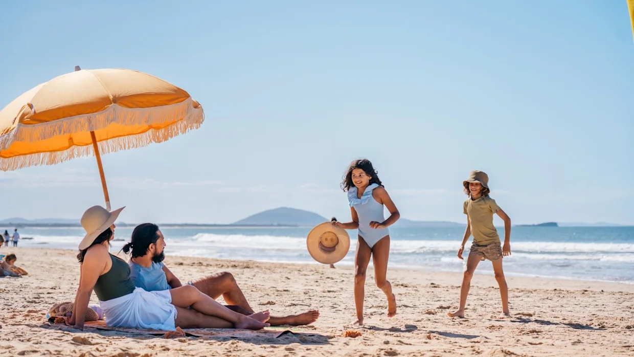Family at Mooloolaba Beach, Sunshine Coast