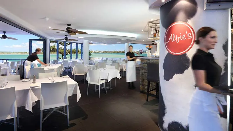 Come for the food, stay for the stunning ocean views from Alfie's Moo Char Bar.