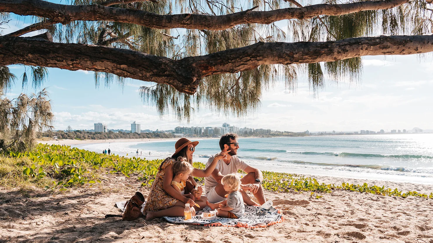 Family Picnic at Mooloolaba Beach (Mooloolaba Spit Beach)