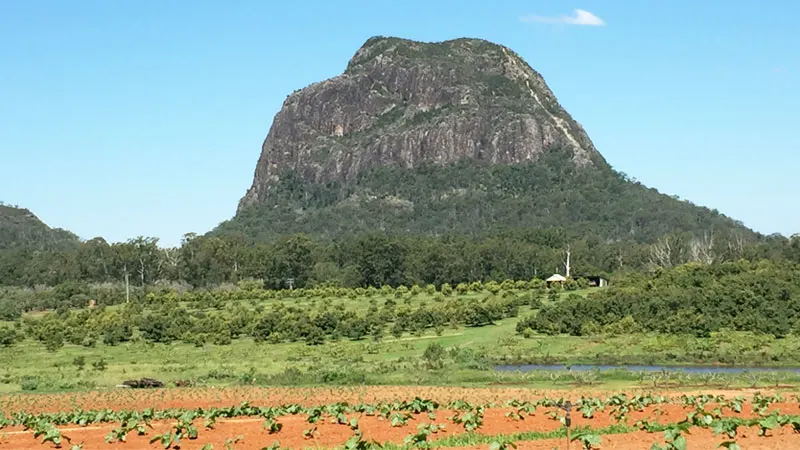 Mount Tibrogargan in the Glass House Mountains, Sunshine Coast Hinterland.