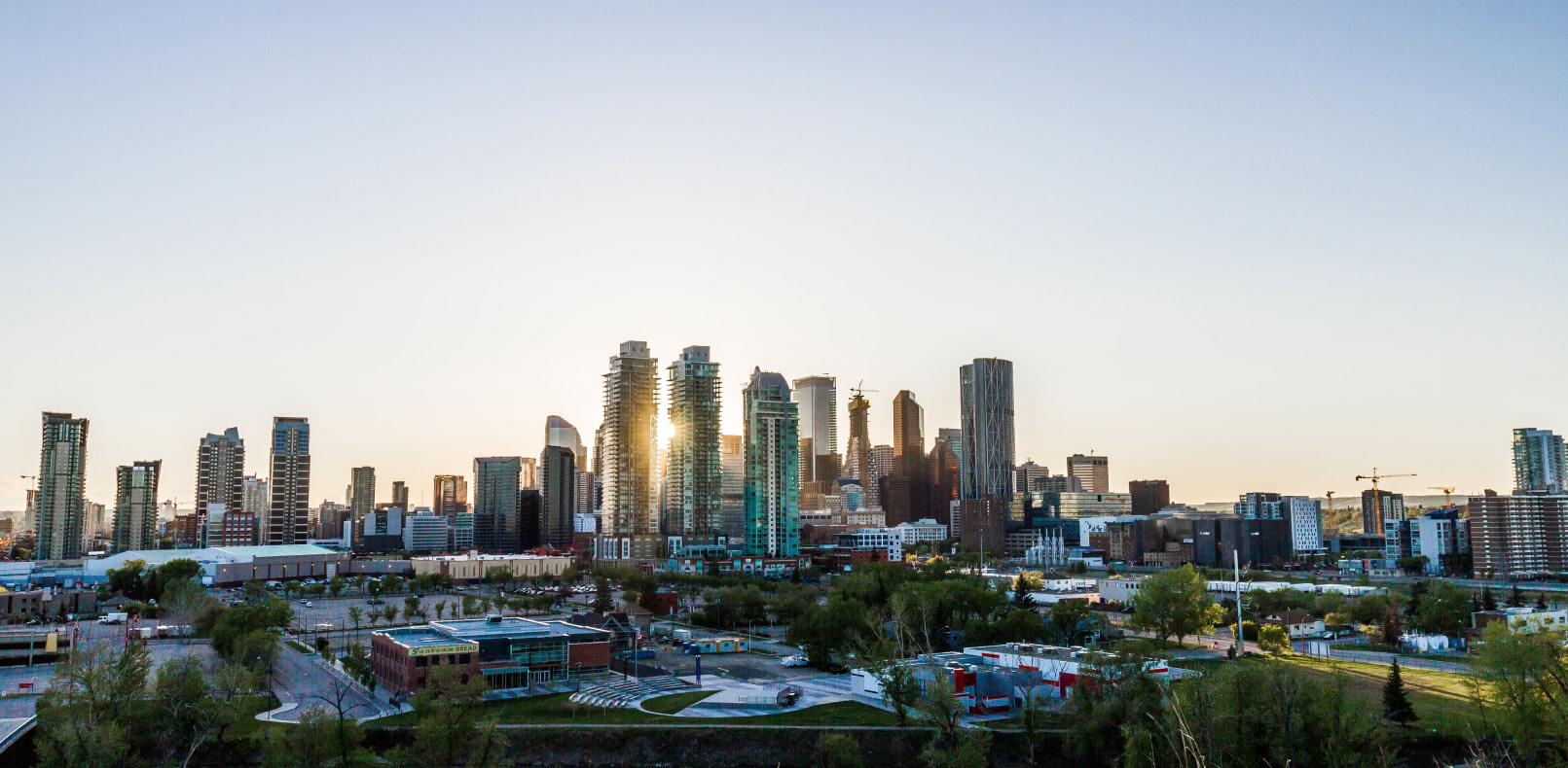 Calgary's downtown at sunrise