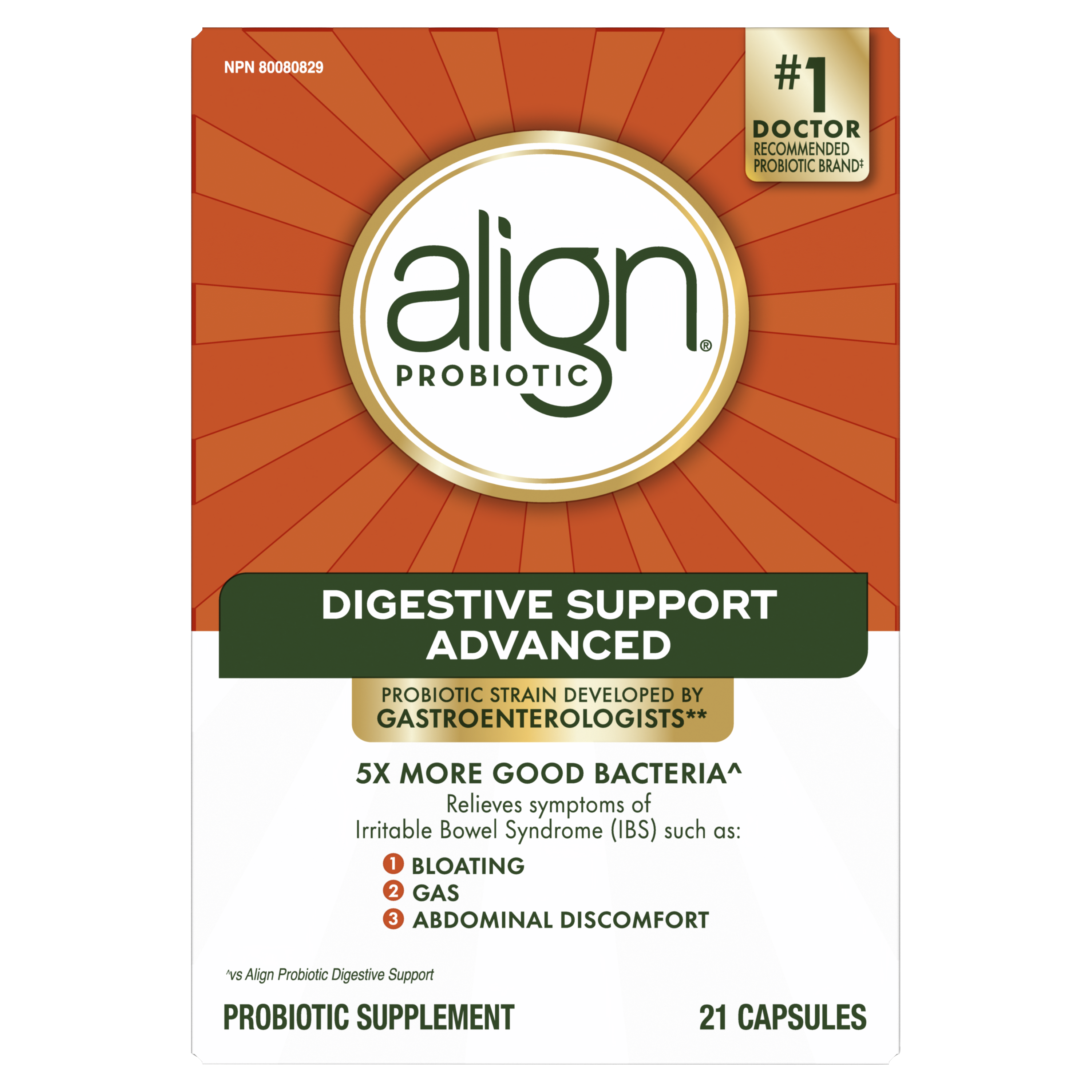 Capsules de supplément probiotique align avancées offrant un soutien digestif align-digestive-support-advanced-probiotic-supplement-capsules-french