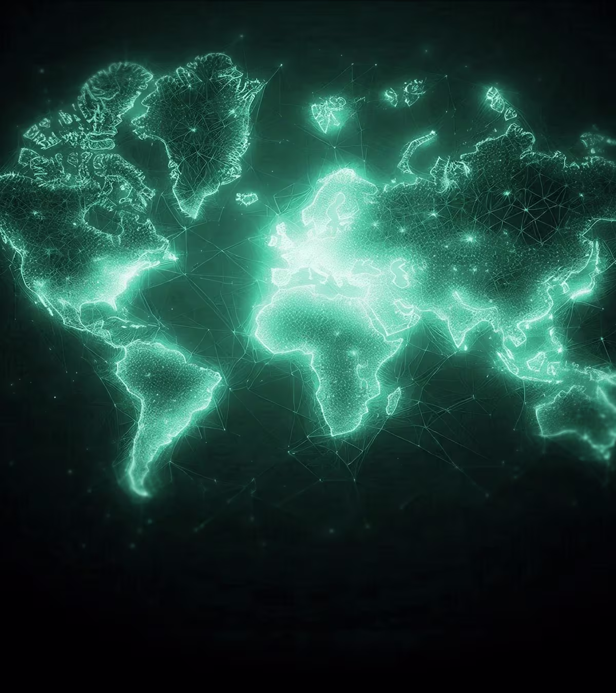 Outline of a world map on a dark background to symbolize the partner network of SUITX by Ottobock