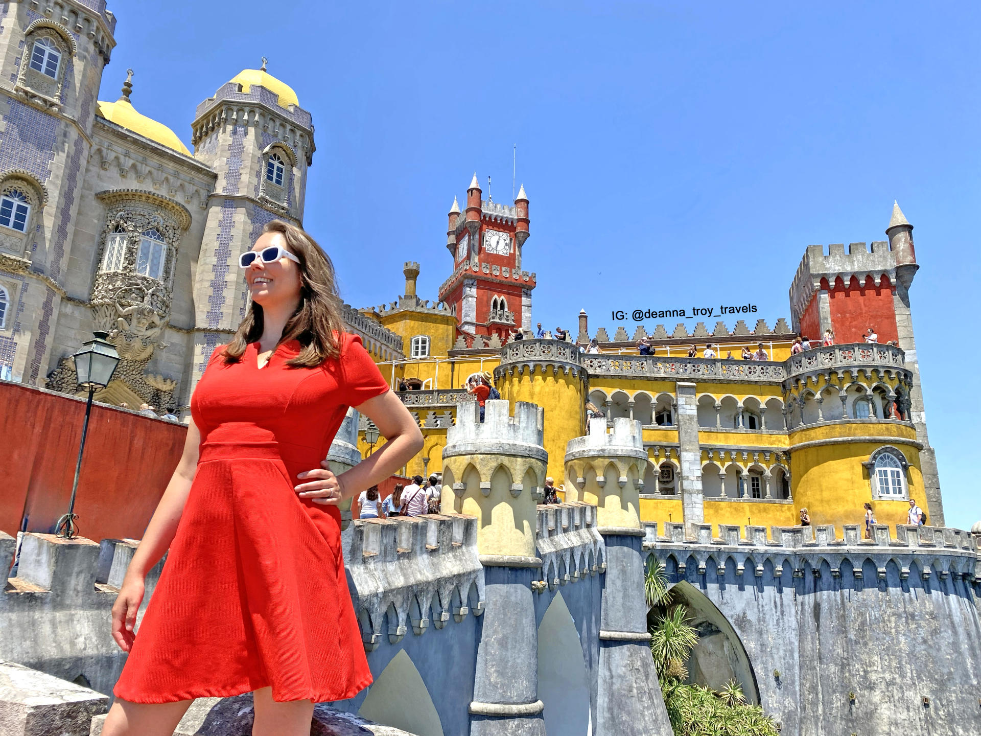 This view of the Pena Palace is from the castle's cafe! With reasonably priced food options, keep reading to learn more!