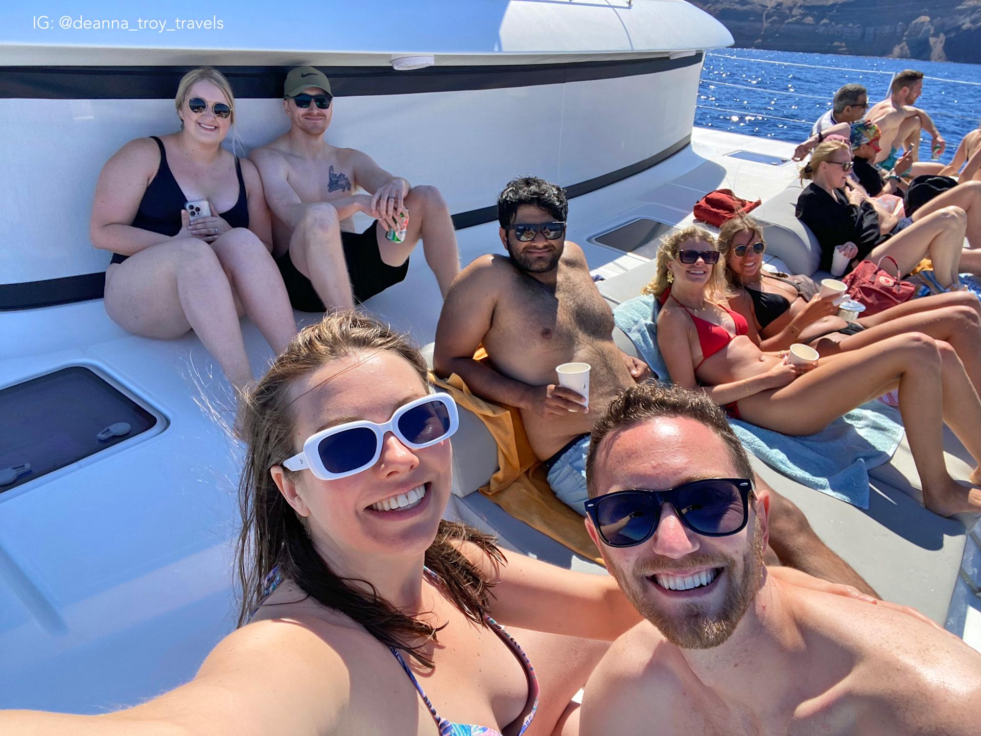 New friends on the Santorini Catamaran Boat Cruise
