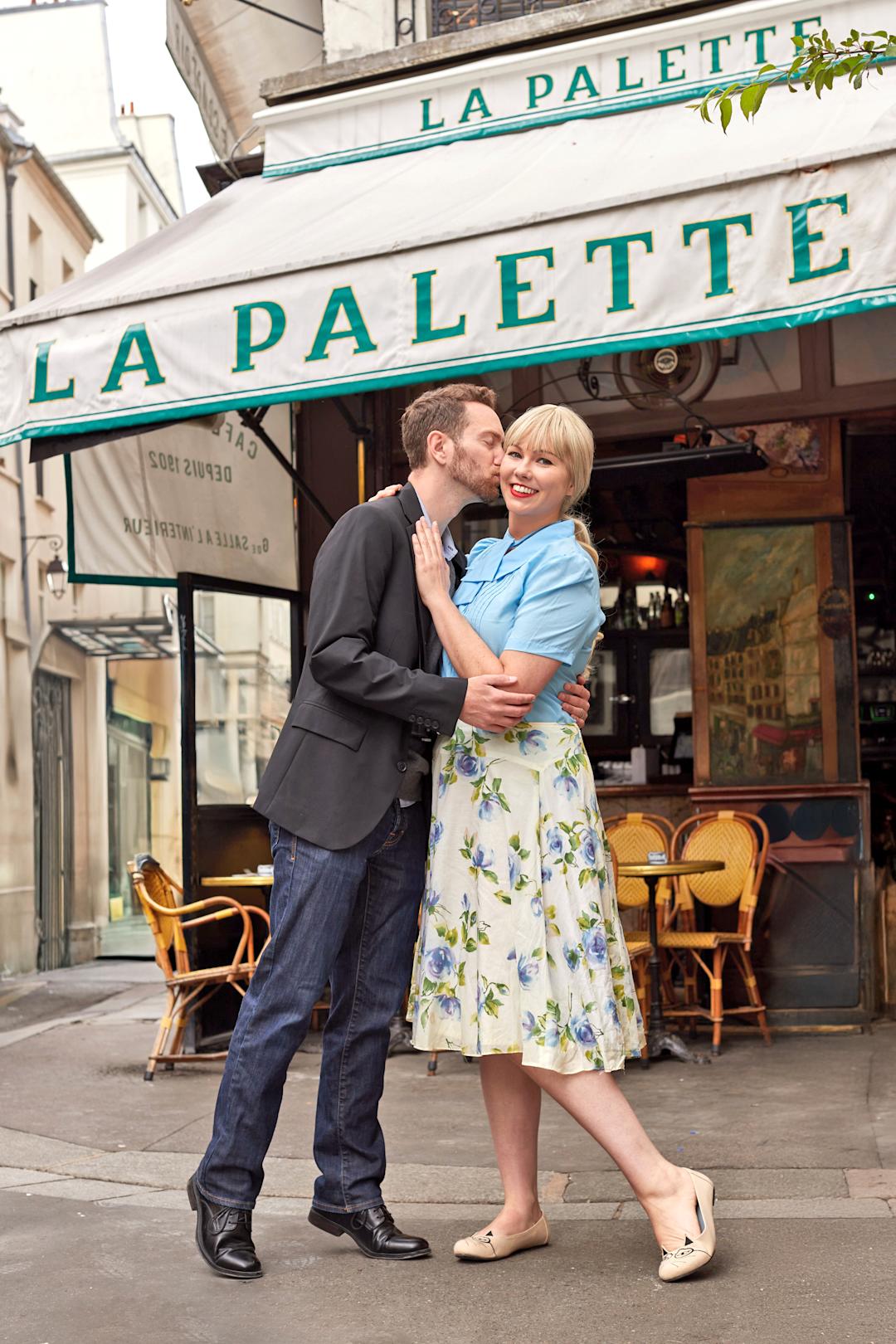 Outside of the famous La Palette cafe in Paris