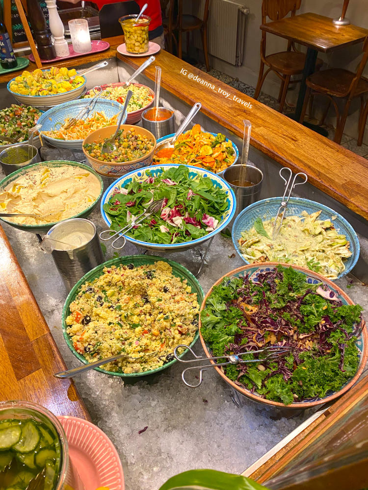 The epic vegan buffet at Hermans! This changes daily with fresh picked veggies!