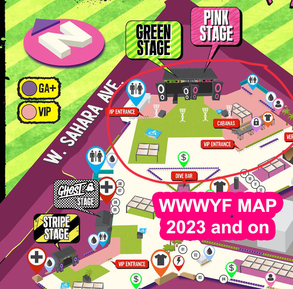 Since 2023 and on, VIP ticket holders get access to the corner front sides of all stages.