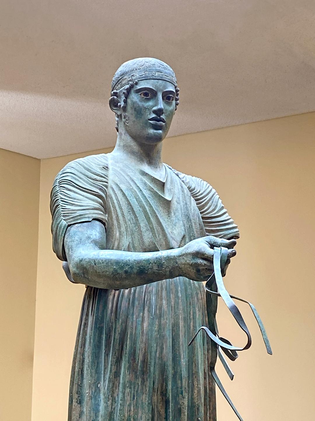 Detail of the "Charioteer", the most famous statue of Delphi. (474 or 470 BC)