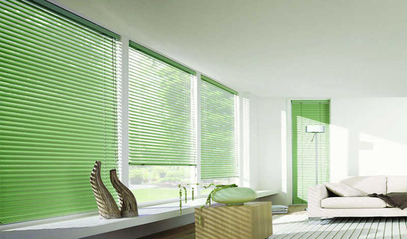 green-venetian-blinds