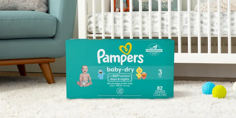 Couches pour bébé Pampers Baby Dry format Géant - Couches et