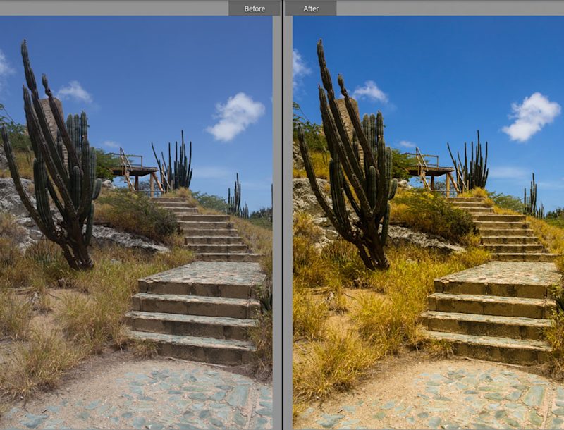 Goldrush one-click Lightroom presets boosting landscape photos