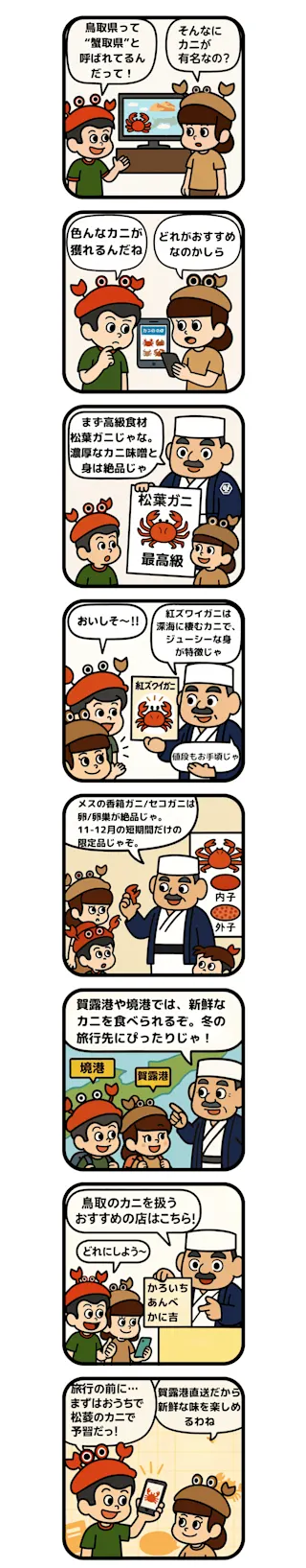 鳥取かにの楽しみ方をマンガで解説