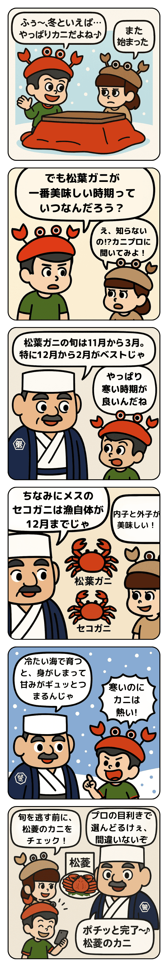 松葉ガニ旬はいつ?マンガ