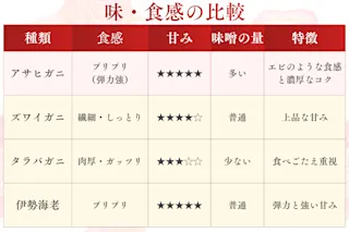 味・食感の比較マトリクス