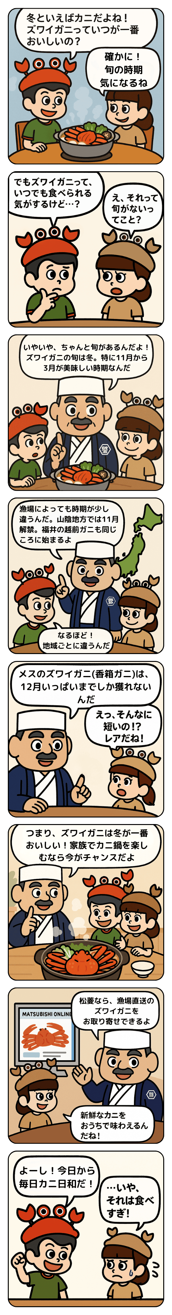 ズワイガニの旬はいつ?マンガ