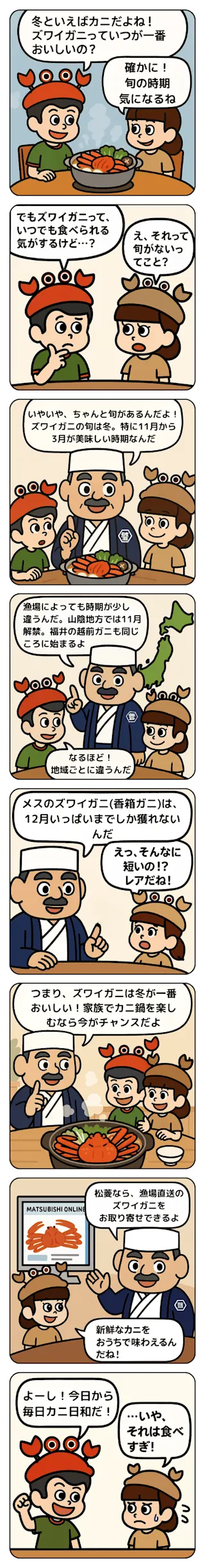 ズワイガニの旬はいつ?マンガ