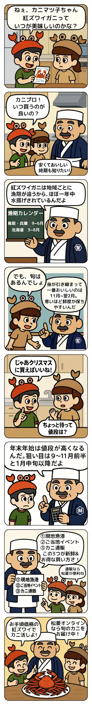 紅ズワイガニ旬はいつ？マンガ