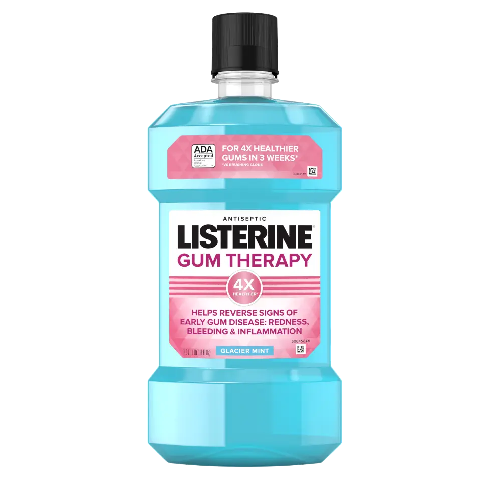 Front Pack Shot of LISTERINE® GUM THERAPY Glacier Mint Antiplaque & Antigingivitis Mouthwash 1Liter