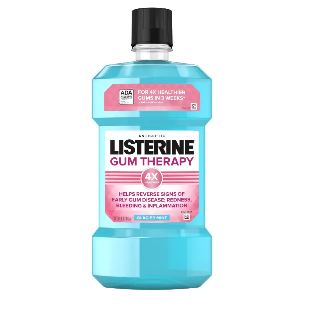 Front Pack Shot of LISTERINE® GUM THERAPY Glacier Mint Antiplaque & Antigingivitis Mouthwash 1Liter