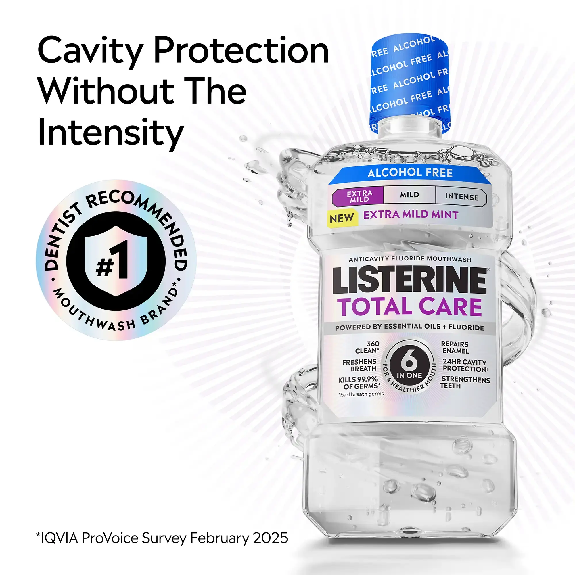 LISTERINE® TOTAL CARE Cavity protection without the intensity