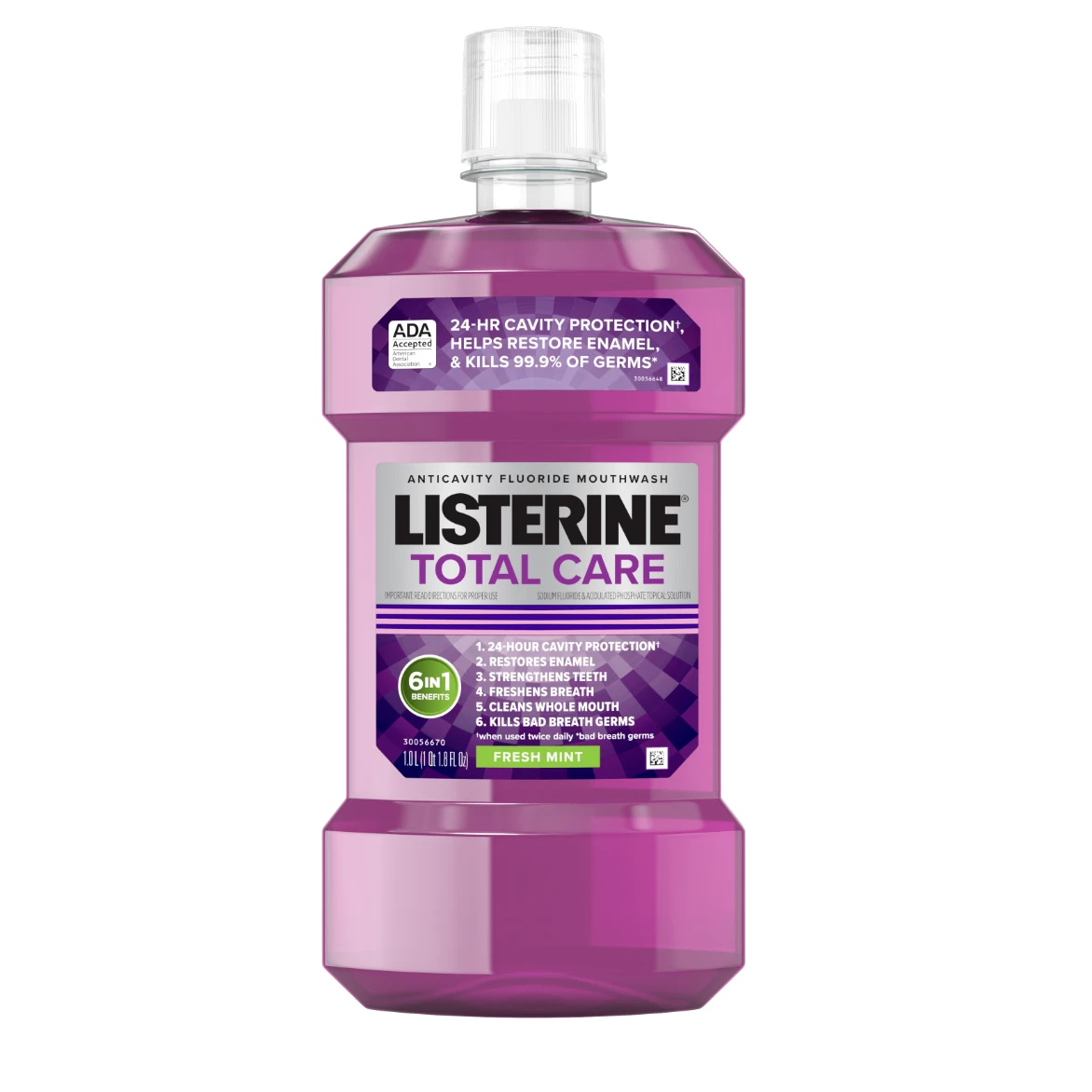 Listerine Total Care Mouthwash kills 99.9% of germs with 24-HR cavity protection & 6-in-1 benefits