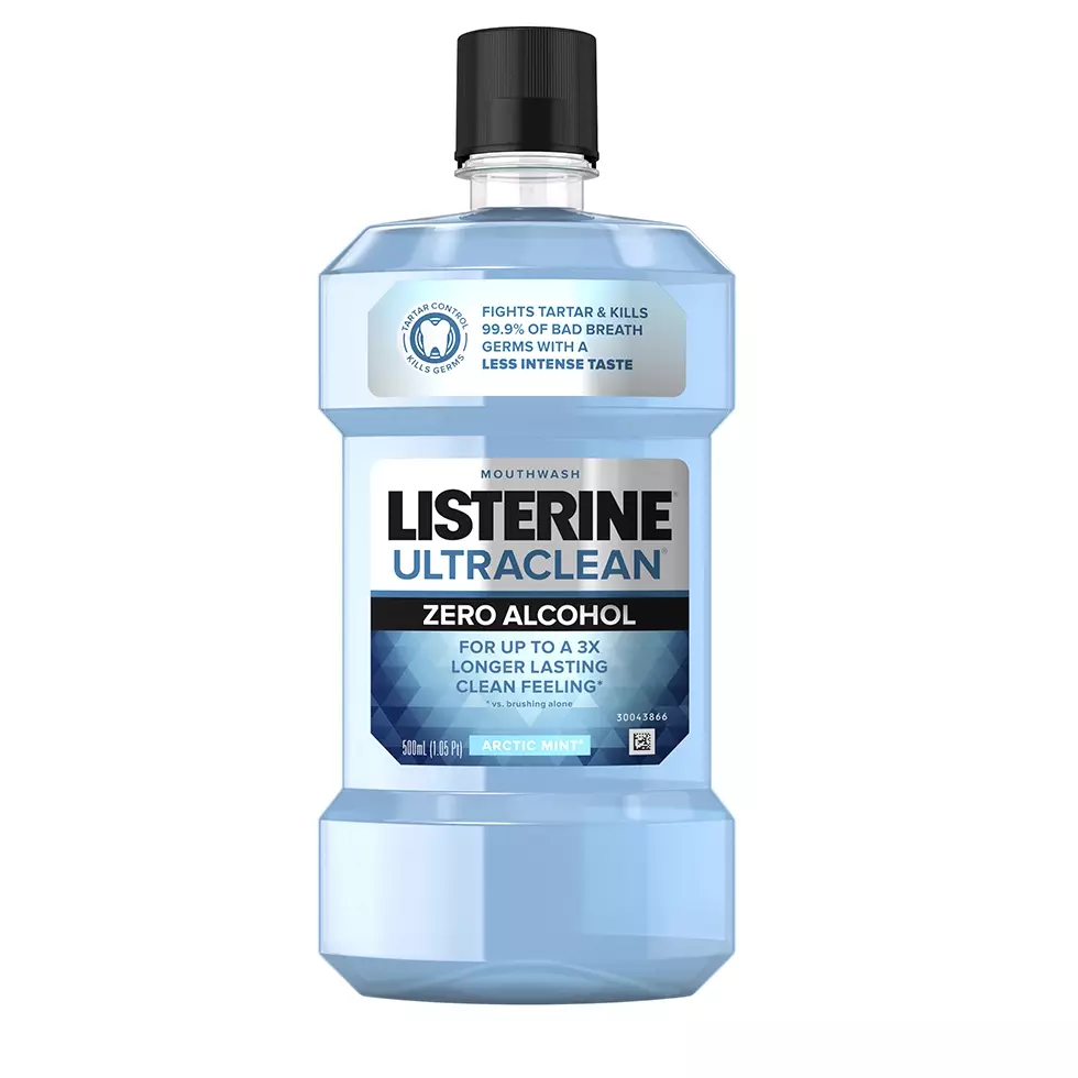 Listerine Ultraclean Mouthwash + zero alcohol kills 99.9% of germs with a less intense formula