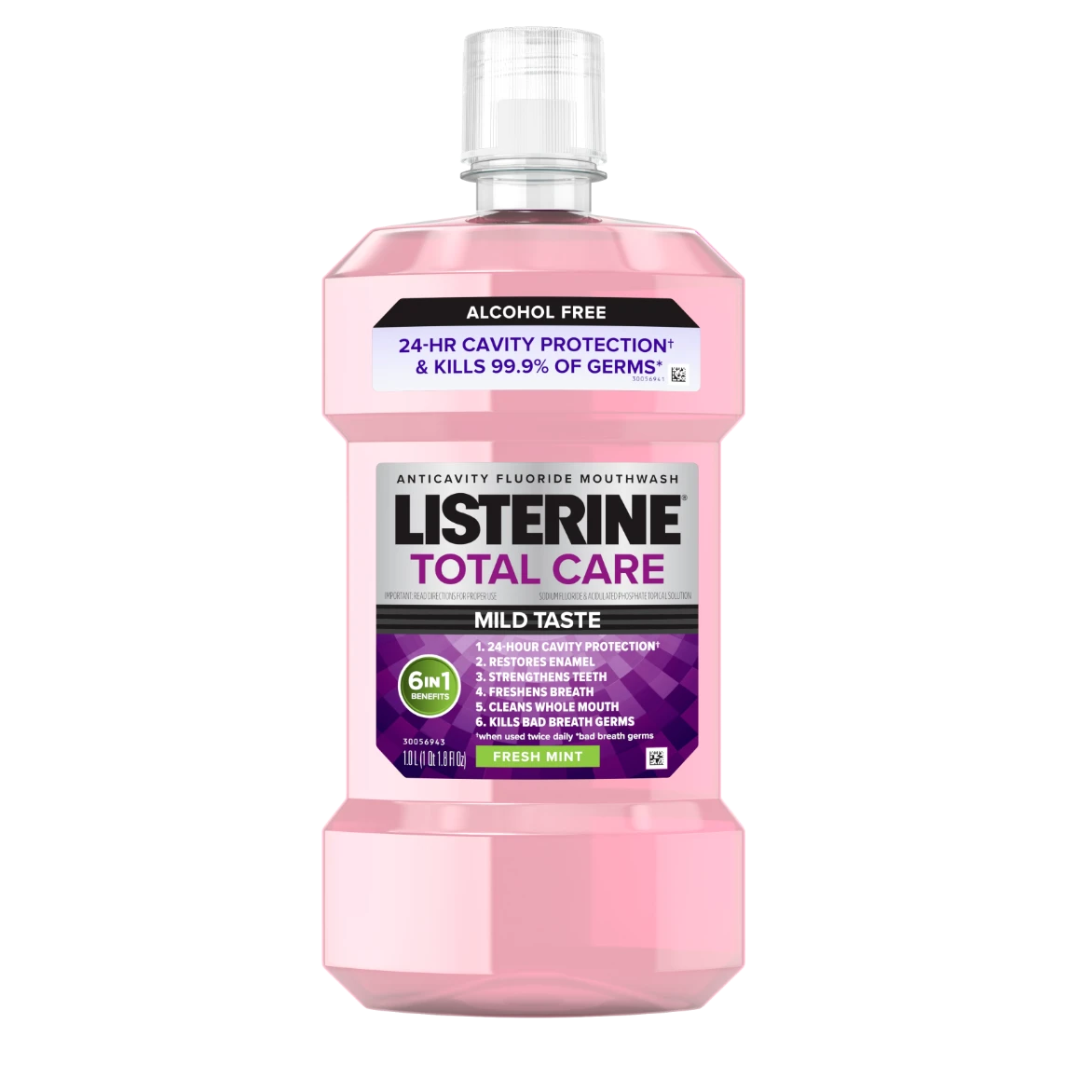 Listerine Total Care Anticavity Mouthwash + zero alcohol + 6-in-1 benefits & 24-HR cavity protection