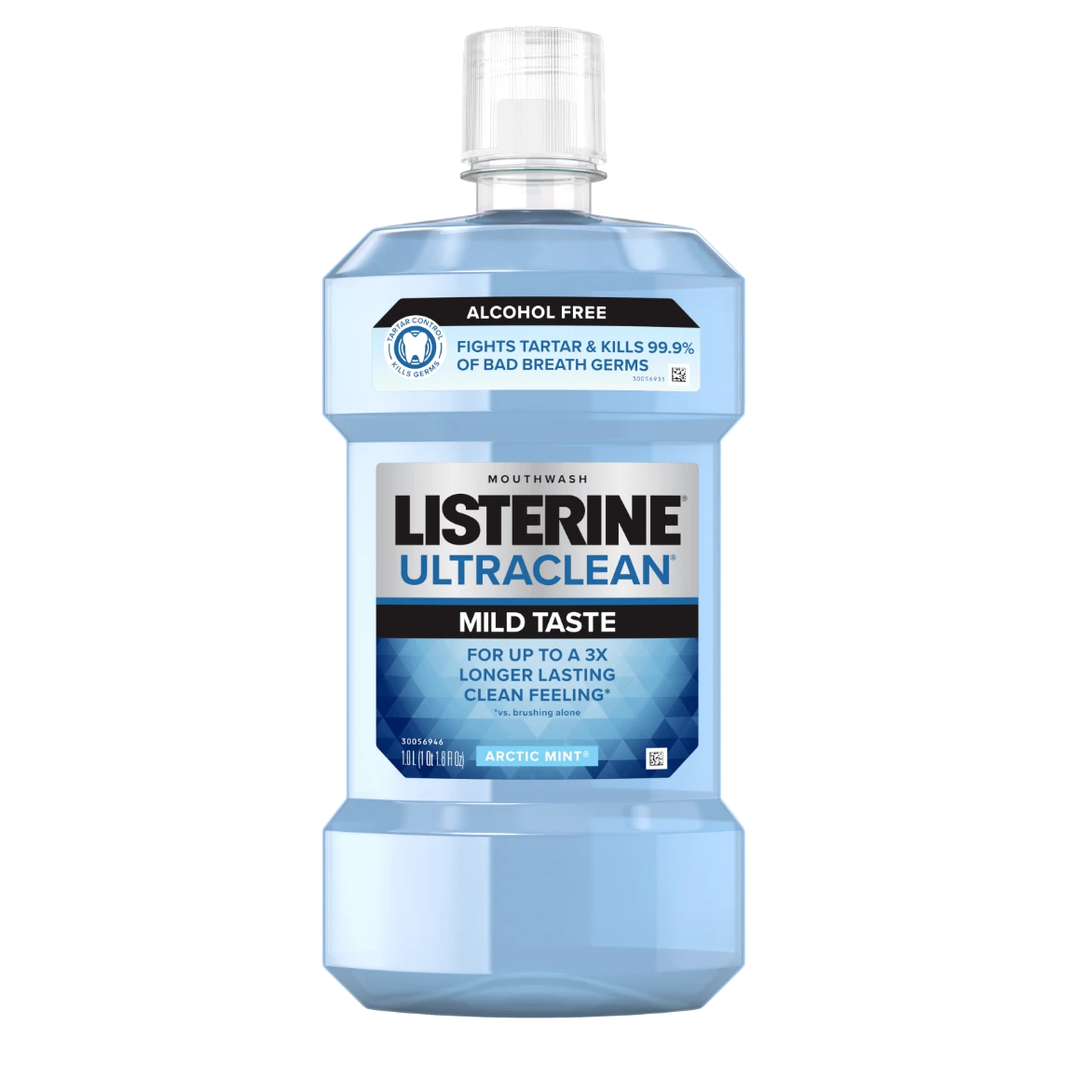 Listerine Ultraclean Mouthwash + zero alcohol kills 99.9% of germs with a less intense formula