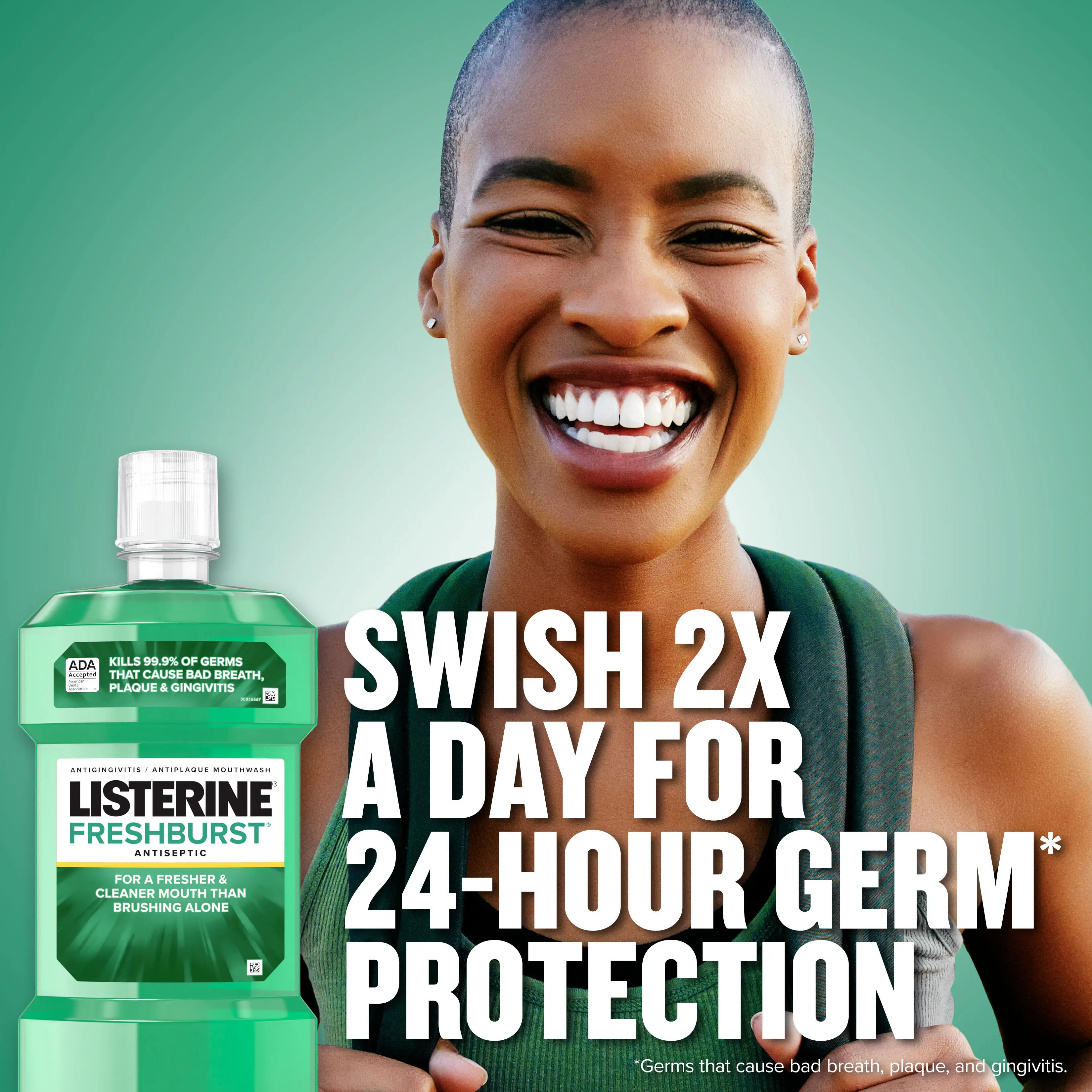 Swish twice a day for 24 hour germ protection