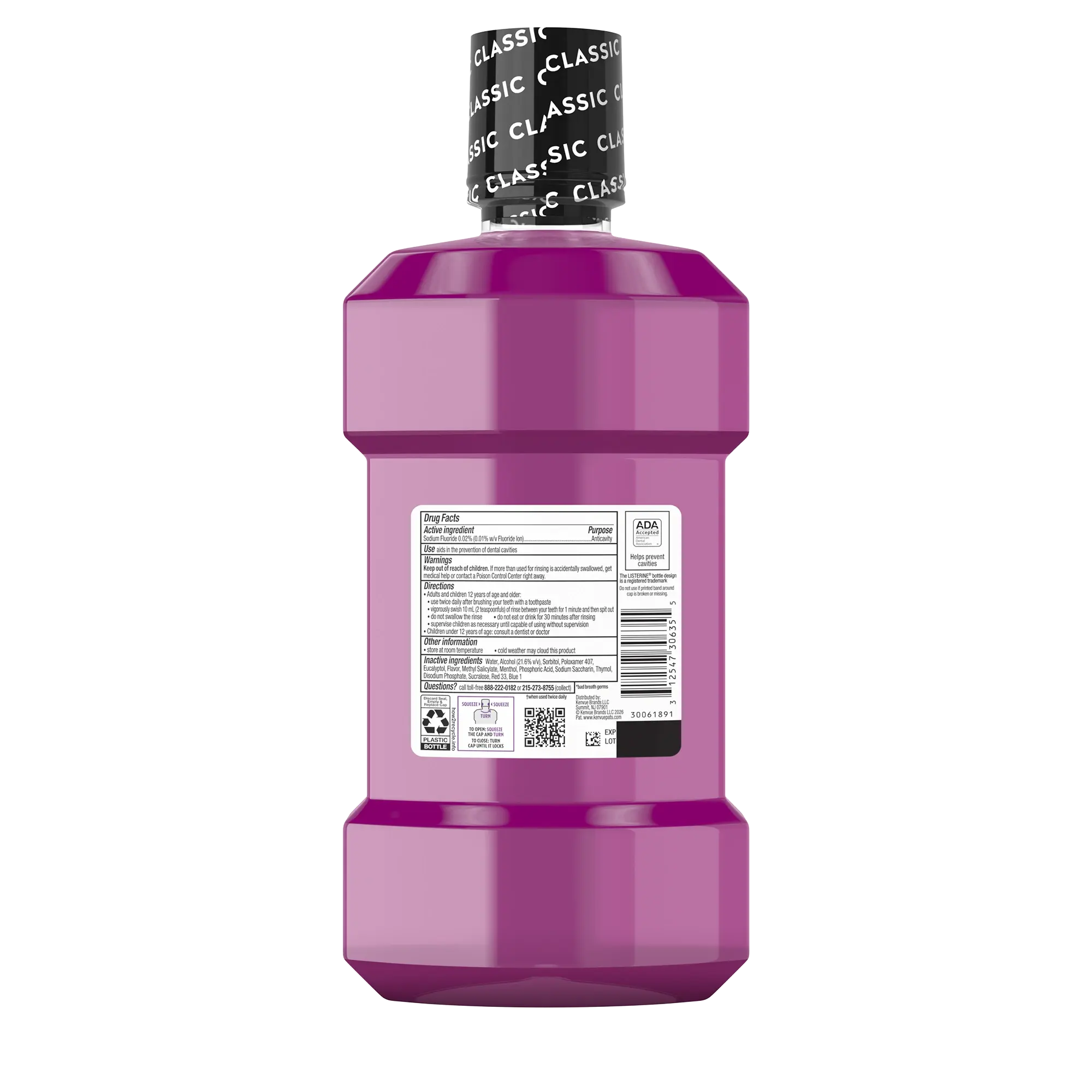 Back pack shot of LISTERINE® TOTAL CARE Intense Anticavity Mouthwash, Intense Mint 1L