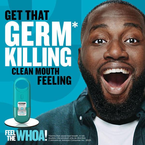 Get that germ-killing clean mouth feeling with Listerine Cool Mint PocketMist