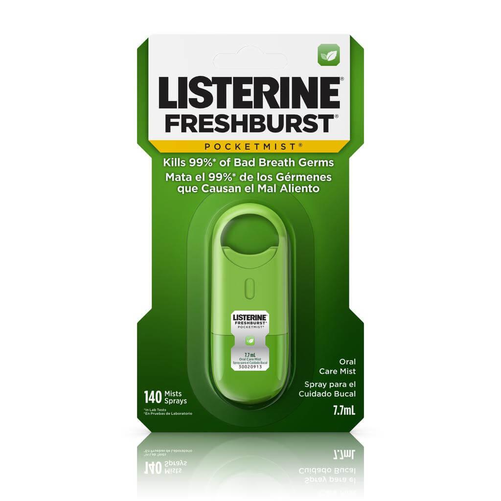 Listerine Freshburst Oral Care Pocketmist in kills 99.9% of bad breath germs for a cleaner mouth