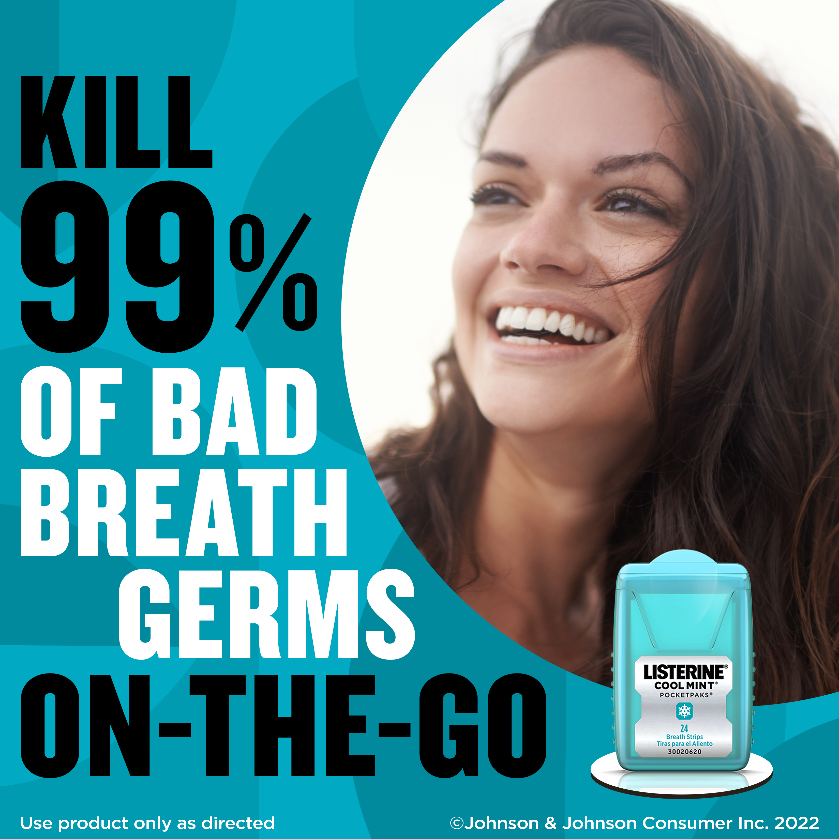 Kill Bad Breath Germs on the go with LISTERINE POCKETPAKS COOL MINT