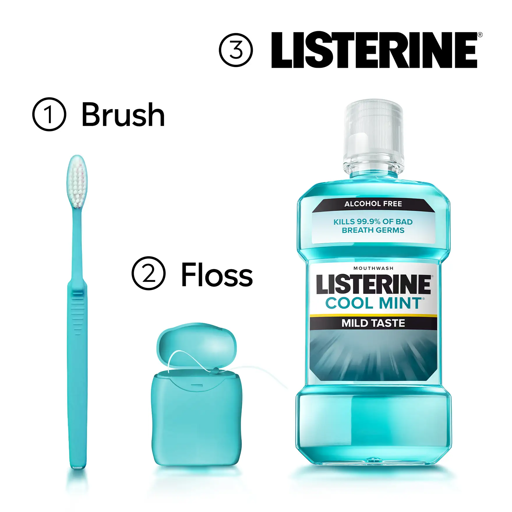 Brush, floss, LISTERINE