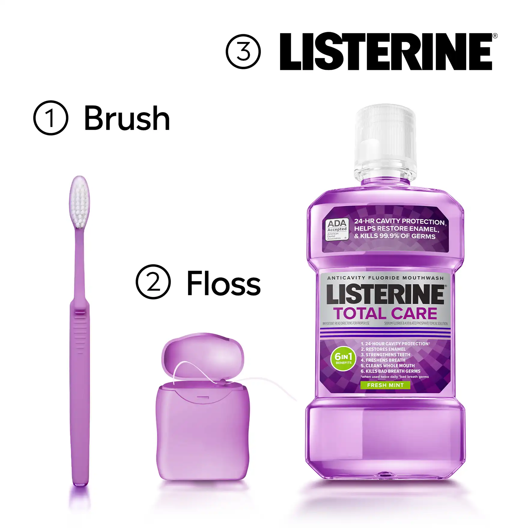 Brush, floss, LISTERINE