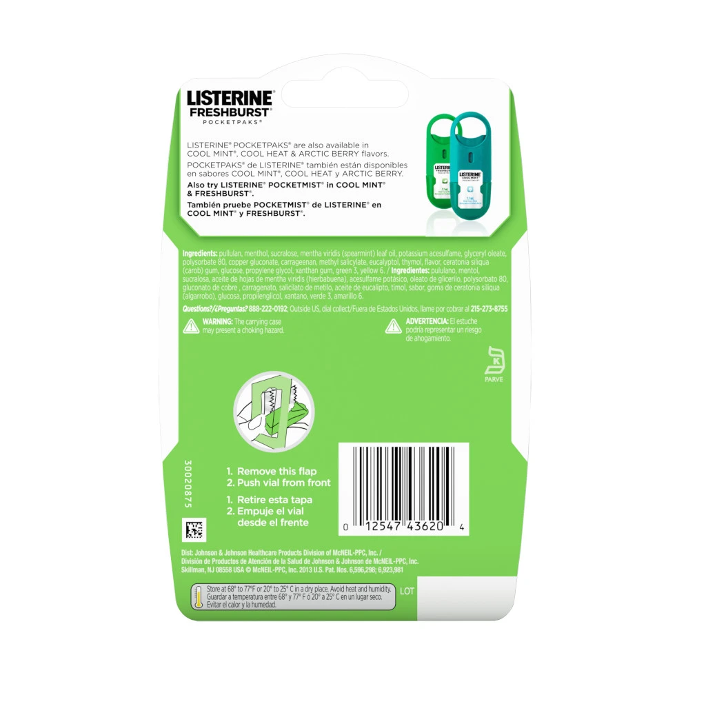 Listerine PocketMist Freshburst back