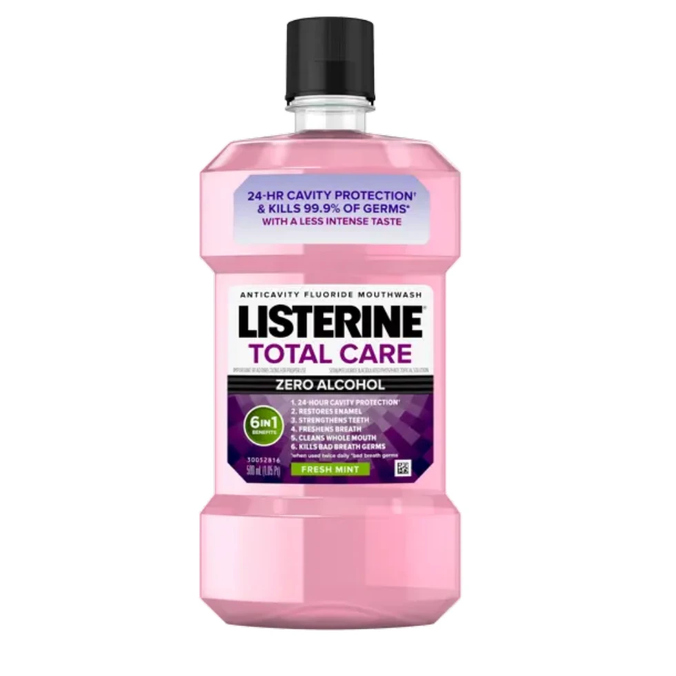 Listerine Total Care Anticavity Mouthwash + zero alcohol + 6-in-1 benefits & 24-HR cavity protection