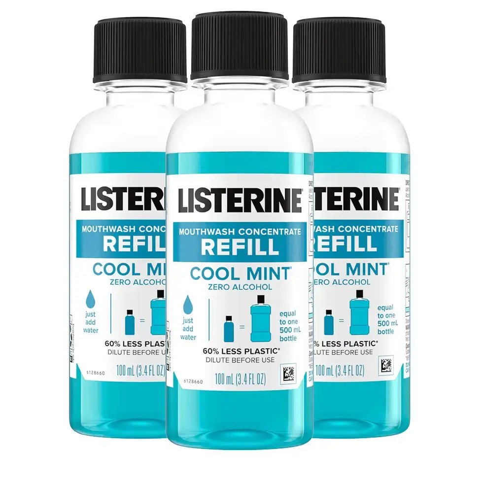 Listerine Cool Mint Mouthwash Concentrate Refill + zero alcohol, just add water for one 500ml bottle