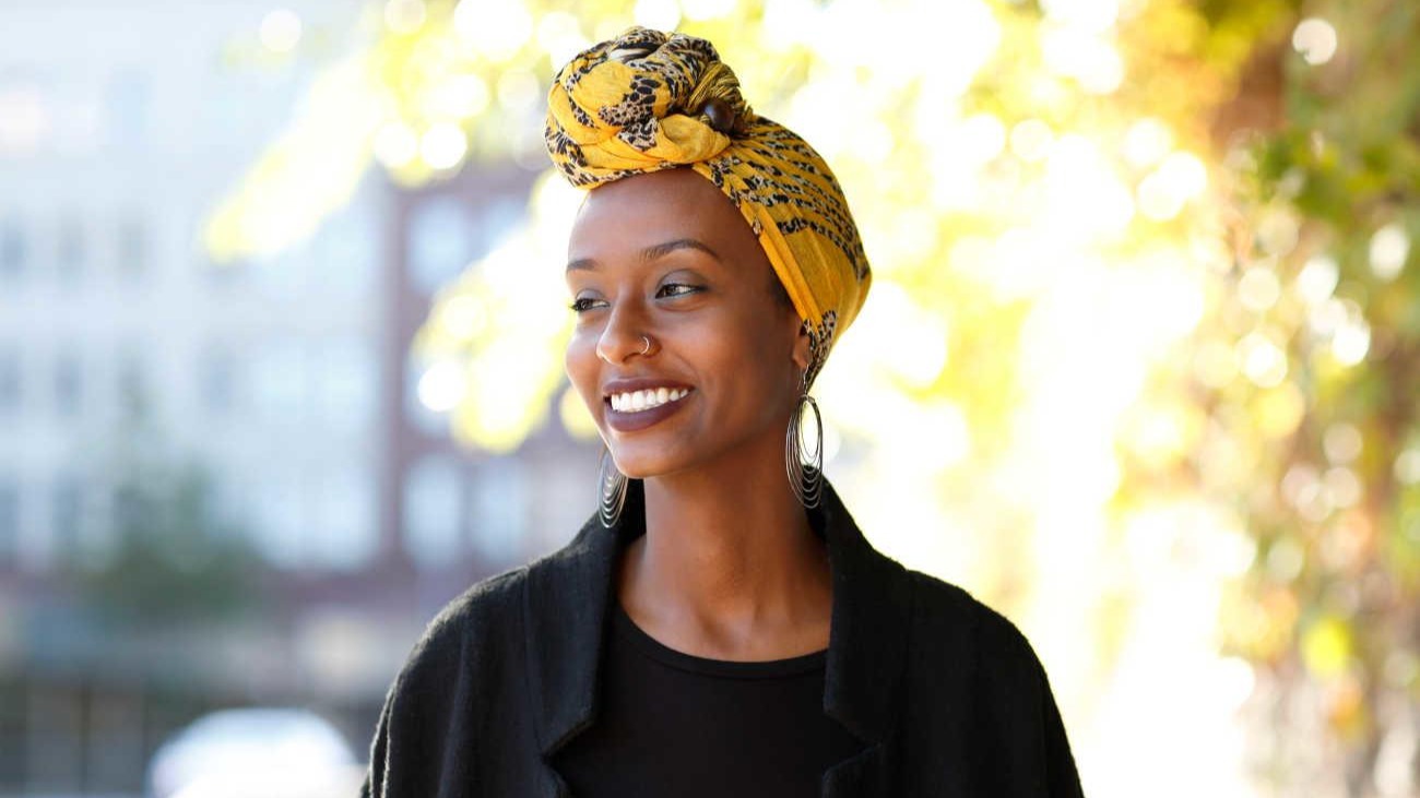 Woman with white teeth smiling