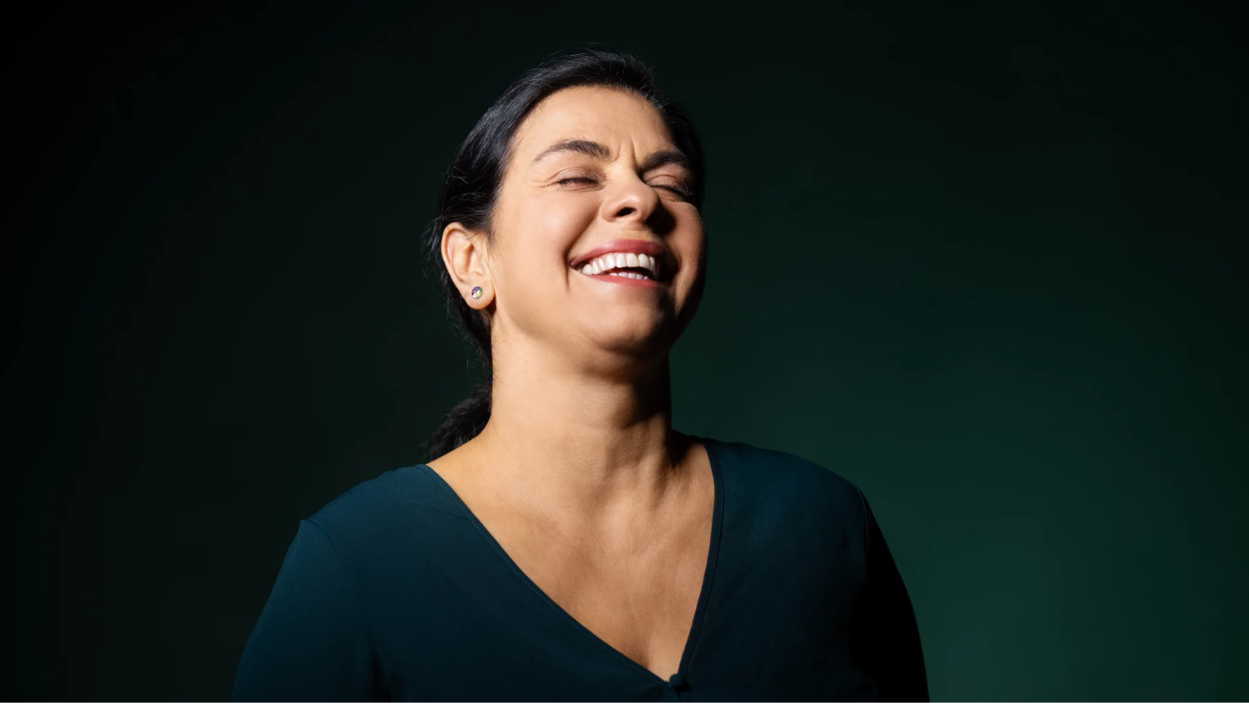 Woman with white teeth smiling