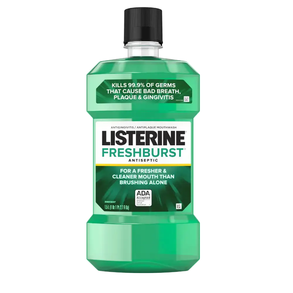Front Pack Shot of LISTERINE® Antiseptic Mouthwash FRESHBURST® for Bad Breath 1.5Liters