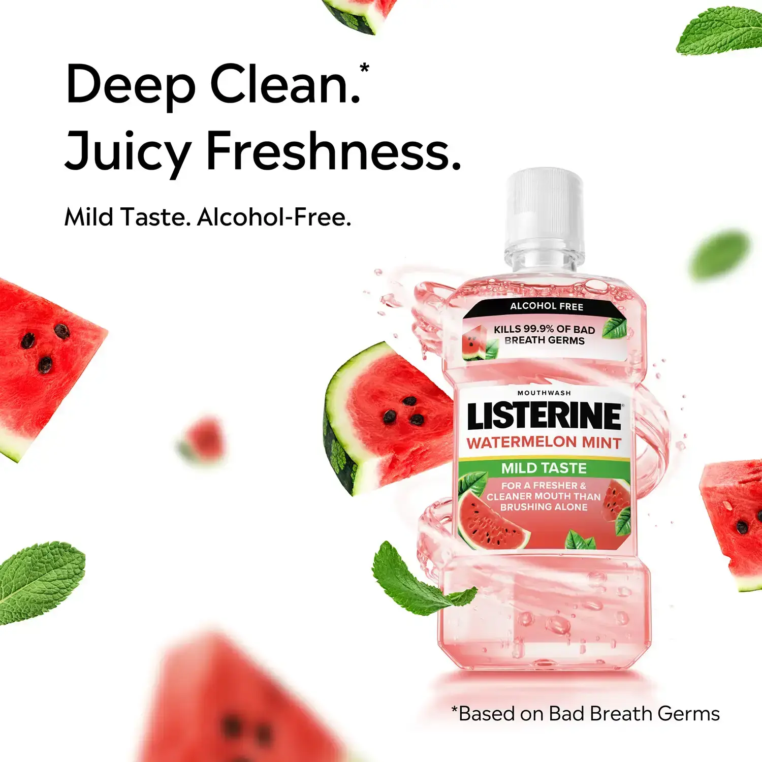 LISTERINE® Alcohol Free Watermelon Mint Mouthwash Deep Clean Juicy Freshness