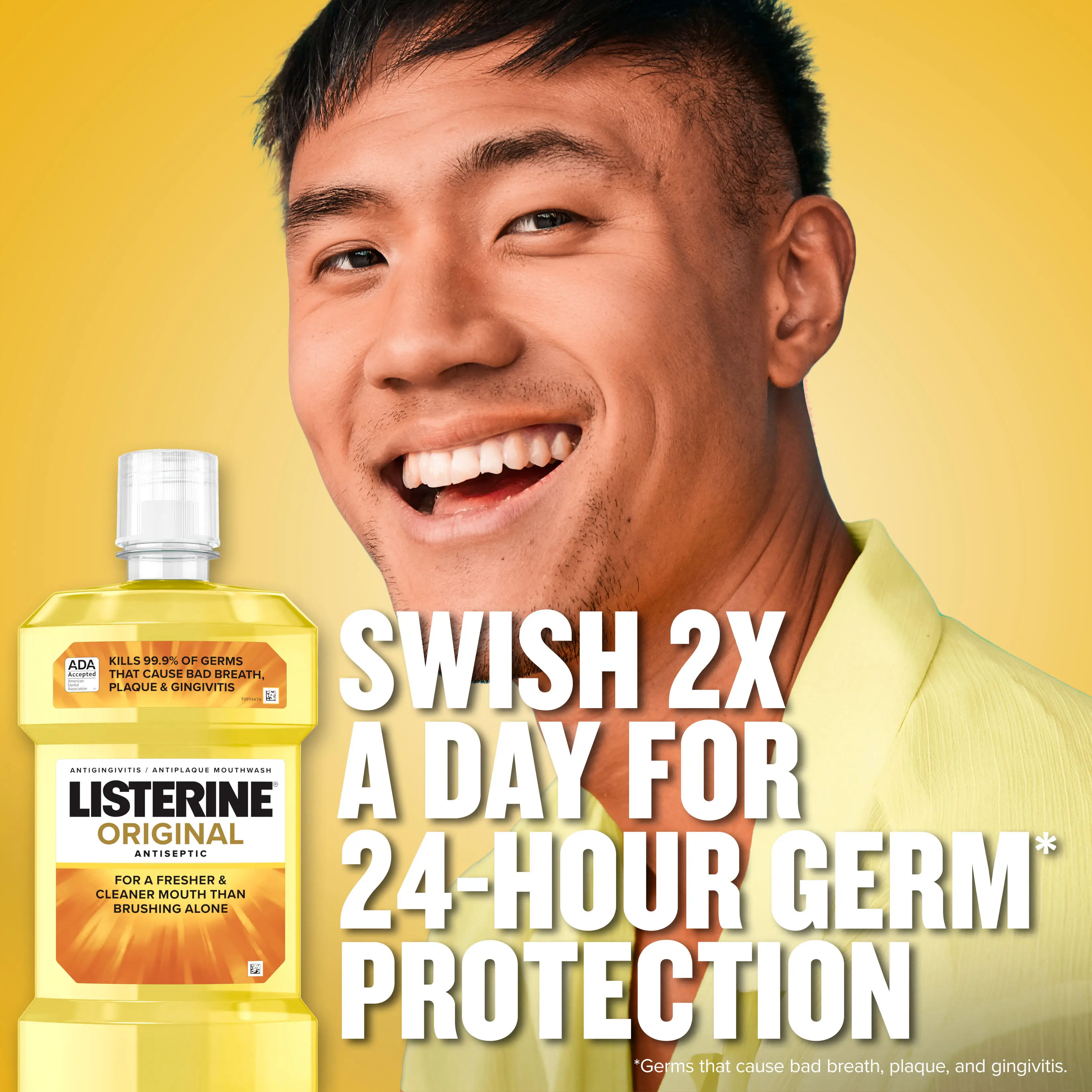 Swish twice a day for 24 hour germ protection