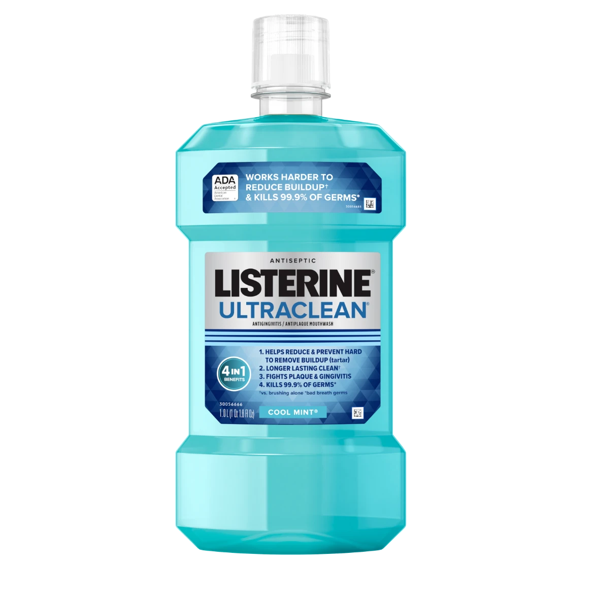 Listerine Ultraclean Antiseptic Mouthwash + 4-in-1 benefits reduces buildup & kills 99.9% of germs